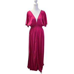 NWT Michael Michael Kors Double V-Neck Maxi Dress in Radiant Pink Size Medium